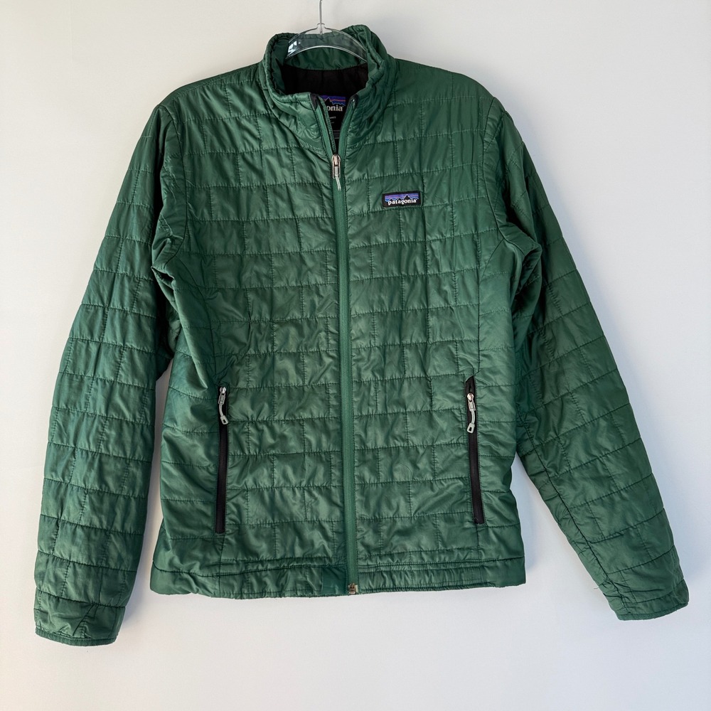 Patagonia Nano Puff Jacket Mens Small Green 84211 FA14 Quilted Full Zip Puffer
